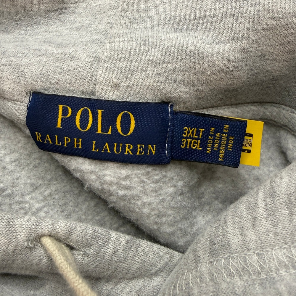 Polo Ralph Lauren Fleece Hoodie Mens 3XLT Grey Cotton Blend Pullover Big & Tall - Picture 9 of 11
